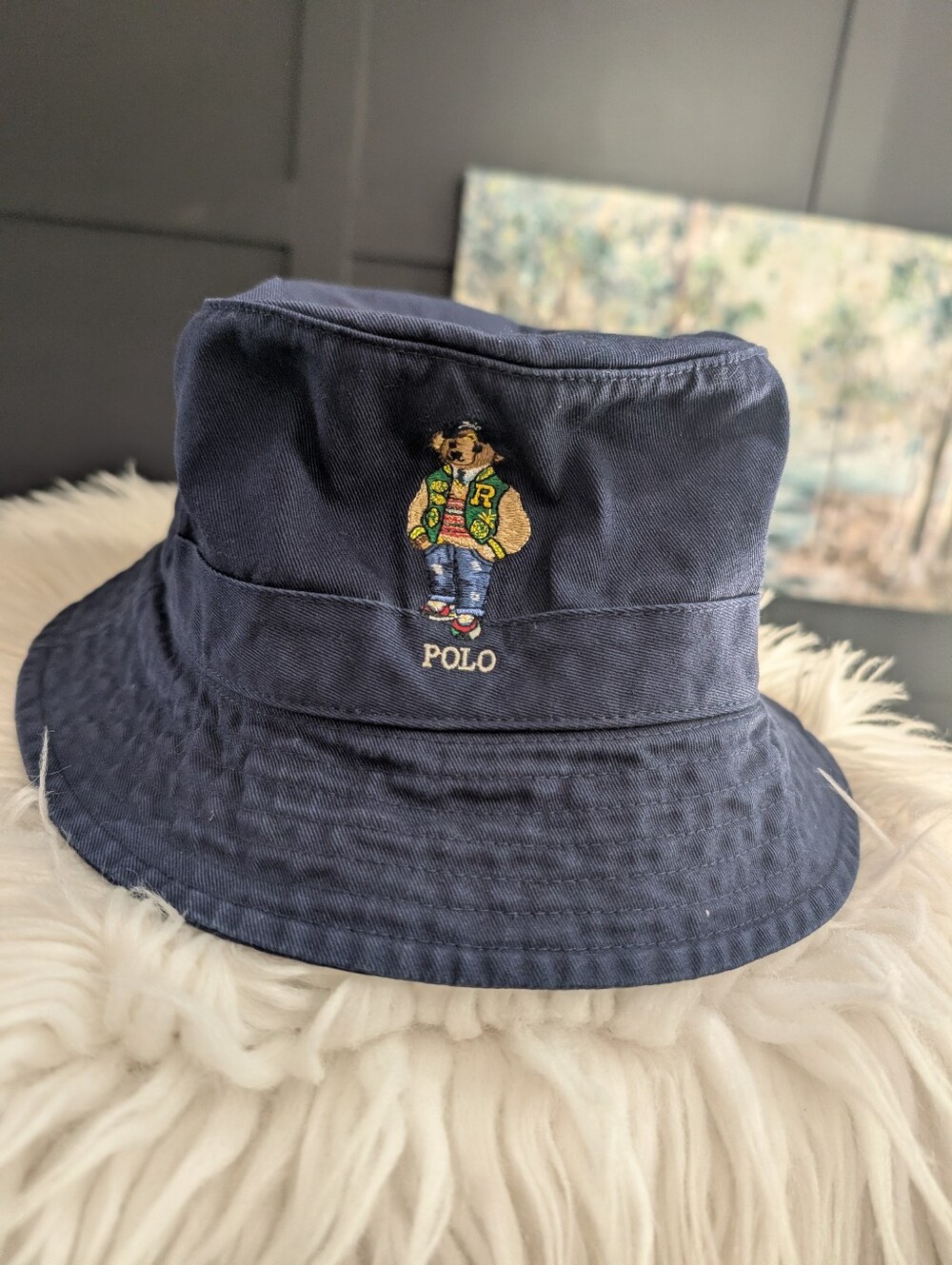 Polo by Ralph Lauren Navy Bear Logo Bucket Hat